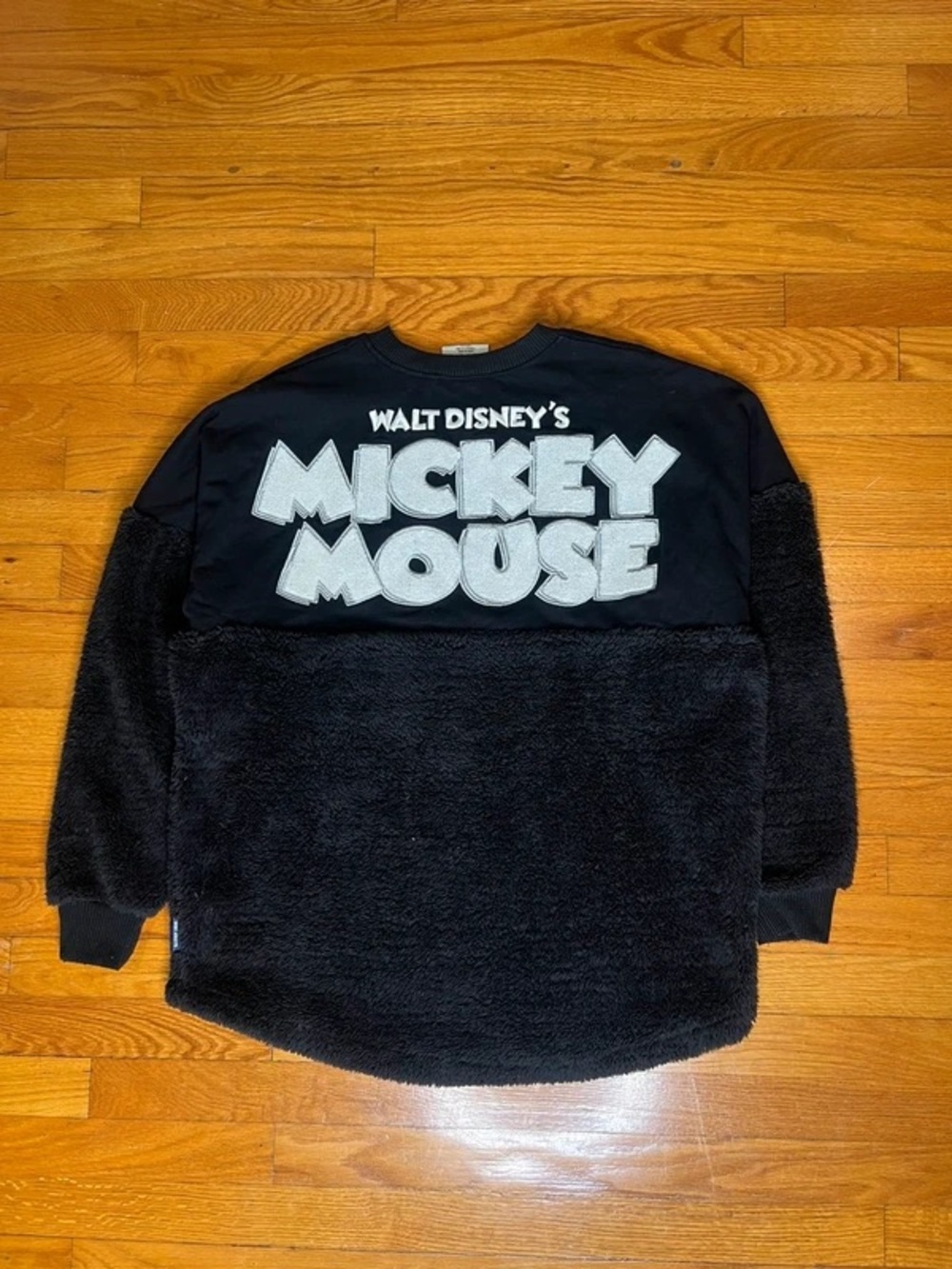Disney Men's Black Plush Panel Crewneck Sweater - Picture 2 of 5